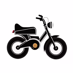a simple and colorful drawing of a black and white motorcycle
