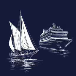 the two ships are depicted in an old time picture