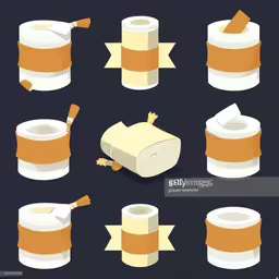 an assortment of rolls of toilet paper on black background,the different sizes of roll of toilet paper,the various sizes and shapes of paper towels,a group of toilet paper rolls on top of each other,many different types of rolls and tape in an art nouveau
