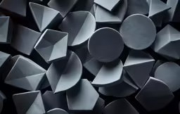 a lot of shapes made with dark material