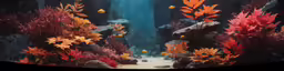 a video screen showing an underwater scene with plants