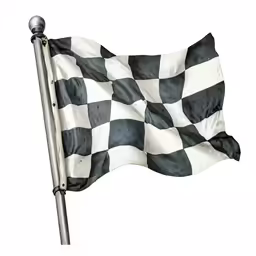 a waving checkered flag against a white background