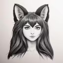 an artistic image of a girl with cat ears