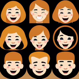 a bunch of smiling faces with different hair,an image of a woman