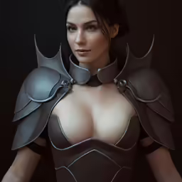 the young female knight, wearing armor and breasts