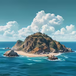 this is an island surrounded by blue waves