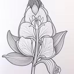 a flower drawing in pen and ink is on paper,black and white flower on white paper with a pen,a drawing of a flower with the petals and the stems,the drawing is of a white and black flower,a drawing of a flower that is in the middle of a picture