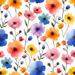 a picture of watercolor flowers in a pattern