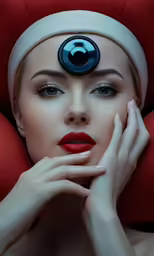 a woman with a ring on her head
