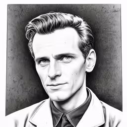 an ink drawing of a man wearing a bow tie