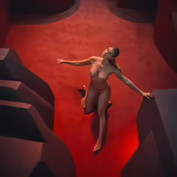 an image of a women without any shirt in the stage