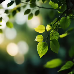 green leaves of an oriental tree in sunlight