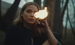 a woman holding a flashlight in her hand