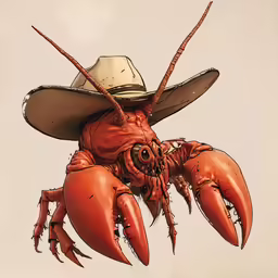 a drawing of a crab wearing a cowboy hat