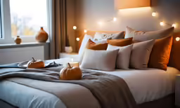 the headboard on a bed is made with candles