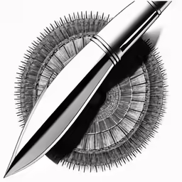 a pen sitting on top of some white paper