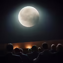 group of people standing in front of a projection screen