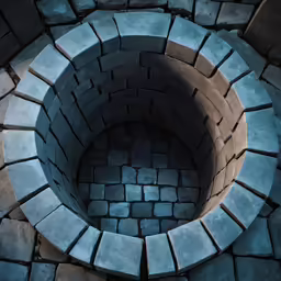an aerial view of the inside of a circle with bricks