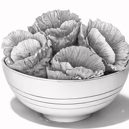 many leaves of a bush are in a white bowl