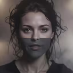 an image of a woman with the same paint color on her face