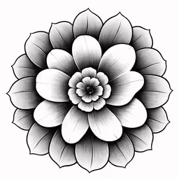 black and white dahlia flower with petals on the middle