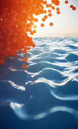 some bright orange stars are above the water