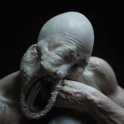 an adult male demonic looking creature with its mouth open
