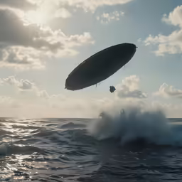 a couple of people in the air on water