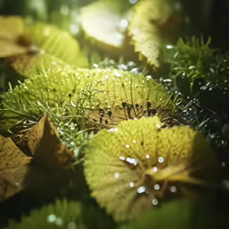 a group of green plants that are under water