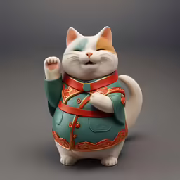 a close up of a cat figurine with one hand on his hip