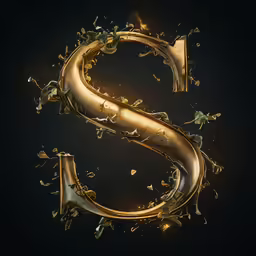 gold font is shown with gold colored petals