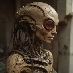 the alien hunter costume is very futuristic and looks like an electronic device