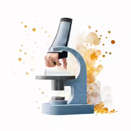 someone at a microscope with the hand holding it