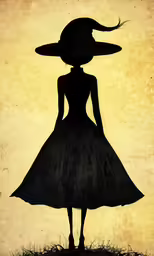 the silhouette of a woman with a hat on