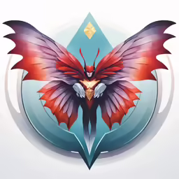 a colorful painting of a bird with wings