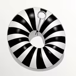 a circular object with black and white designs on it