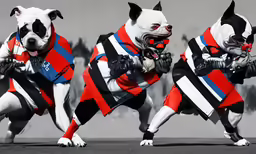 three dogs that are in some kind of competition