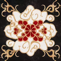 a floral pattern painted in various colors on a black background