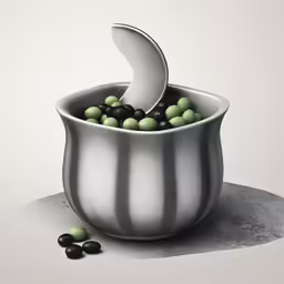 a bunch of small balls inside a large pot
