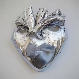 a heart shaped piece with metal paint and paper