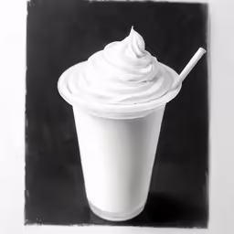 an ice cream dessert with a single straw on the top