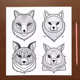 three drawings of heads with large eyes and big ears