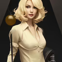 a woman with blonde hair wearing a tan shirt
