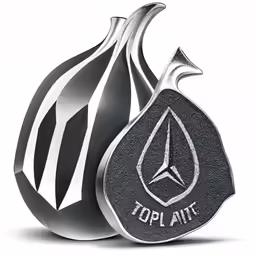 two vases with silver stripes and top ten logo