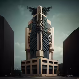 a very tall building with lots of windows on top