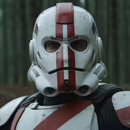 an image of a man wearing a star wars helmet