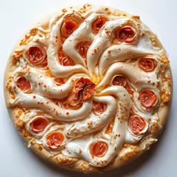 a pizza covered with sauce and pepperoni on top