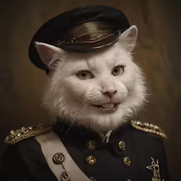 a cat wearing an uniform is shown in this picture