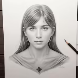 the pencil drawing of a woman in a dress