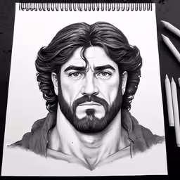 pencil sketch of kereme and a pair of scissors